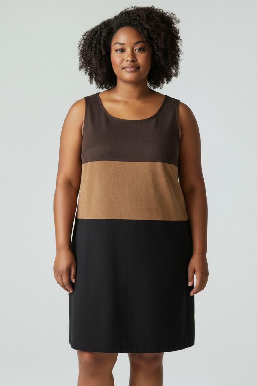 Dress Sleeveless colorblock shift Zenobia Vintage 90's Faux Suede Mini Mod Retro